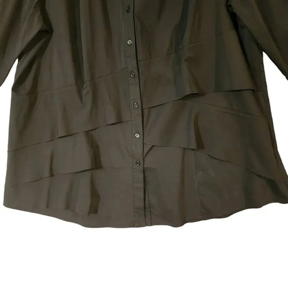 New $225 Finley Women's Black Cotton Jenna Button-Down Ruffle Poplin Top Size 2X - Picture 9 of 9